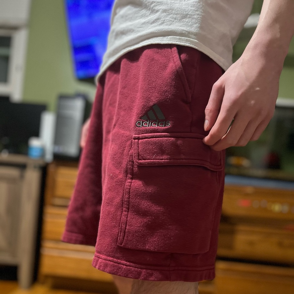 men’s red adidas shorts